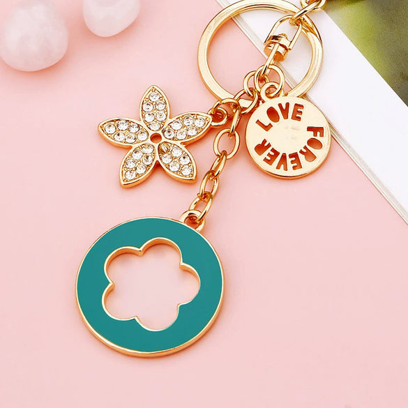 Metal Heart Flower Women's Girly Keychain Bag Pendant
