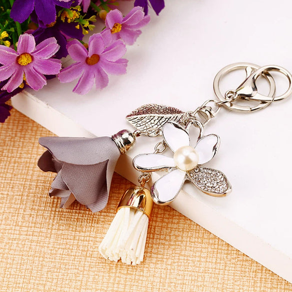 Metal Heart Flower Women's Girly Keychain Bag Pendant