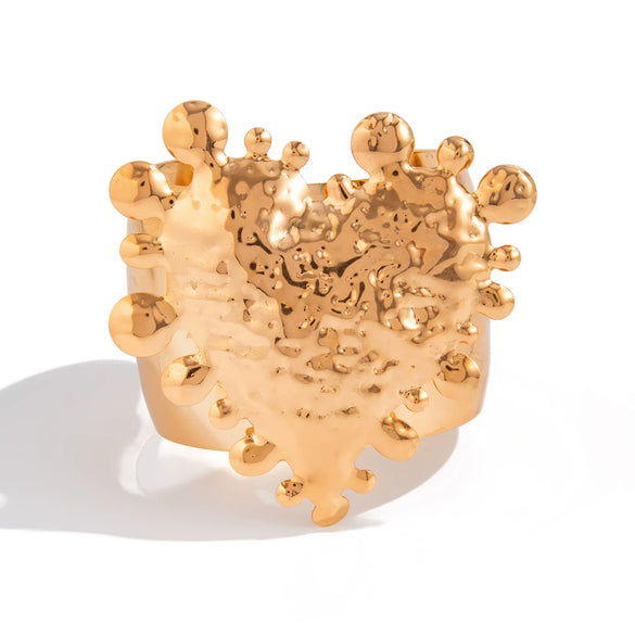 Metal Heart Geometric Glossy Wide Bracelet With Electroplating