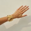 Metal Heart Geometric Glossy Wide Bracelet With Electroplating