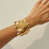 Metal Heart Geometric Glossy Wide Bracelet With Electroplating