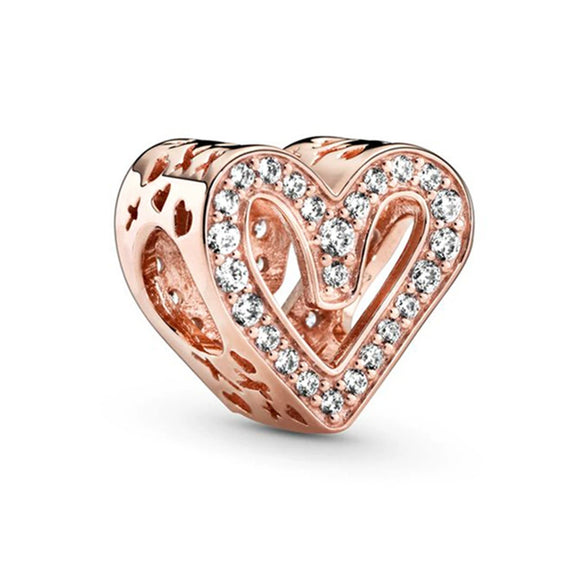 Metal Heart Loose Beads Galaxy Bracelet Diy Accessories With Totem Pattern And Electroplating Process