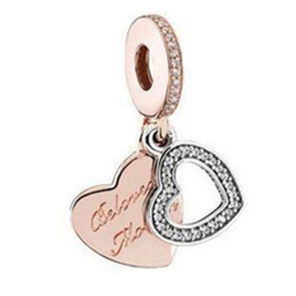 Metal Heart Loose Beads Galaxy Bracelet Diy Accessories With Totem Pattern And Electroplating Process