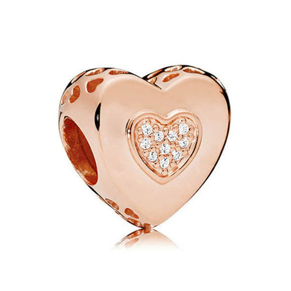 Metal Heart Loose Beads Galaxy Bracelet Diy Accessories With Totem Pattern And Electroplating Process