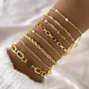 Metal Heart Shape Bohemian Style Electroplated Chain Bracelet Set