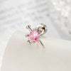 Metal Heart Shape Zircon Set Piercing Earrings