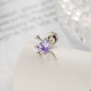 Metal Heart Shape Zircon Set Piercing Earrings