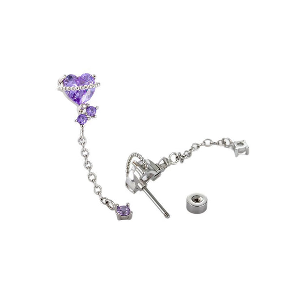 Metal Heart Shape Zirconia Fashion Piercing Earrings For Girls