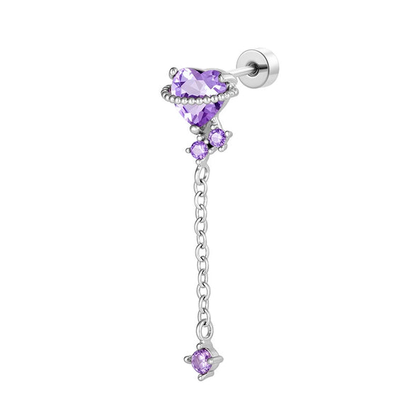 Metal Heart Shape Zirconia Fashion Piercing Earrings For Girls