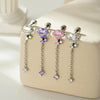 Metal Heart Shape Zirconia Fashion Piercing Earrings For Girls