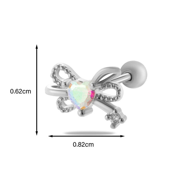 Metal Heart Styling Electroplated Double Head Screw Butterfly Ear Bone Nail For Women