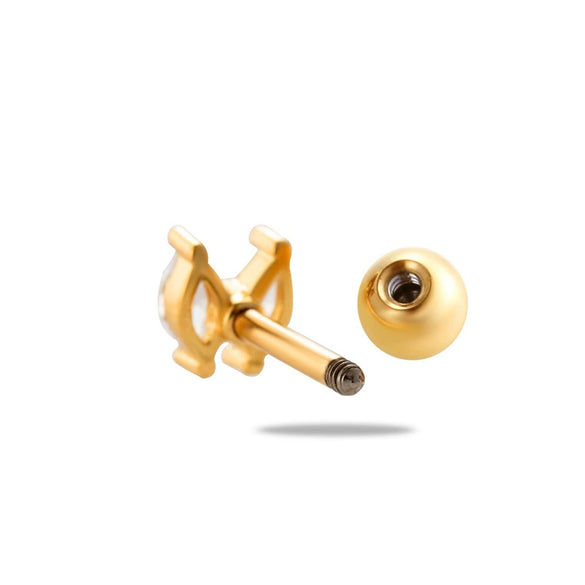 Metal Heart Styling Electroplated Double Head Screw Butterfly Ear Bone Nail For Women