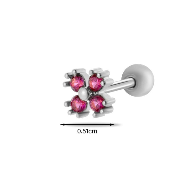 Metal Heart Styling Electroplated Double Head Screw Butterfly Ear Bone Nail For Women