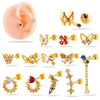Metal Heart Styling Electroplated Double Head Screw Butterfly Ear Bone Nail For Women