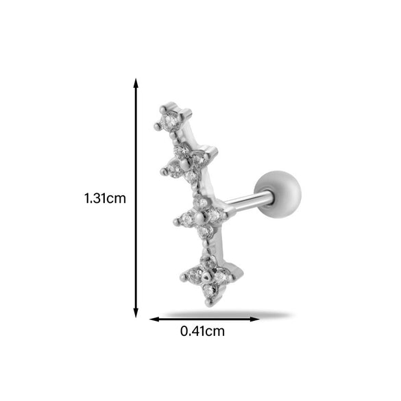 Metal Heart Styling Electroplated Double Head Screw Butterfly Ear Bone Nail For Women