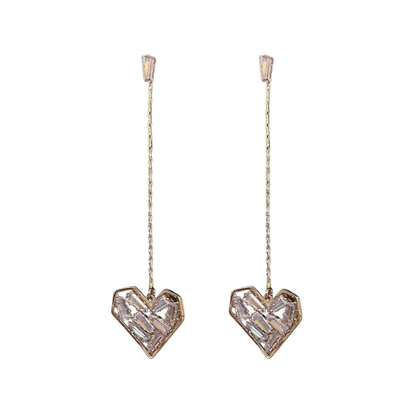 Metal Heart Zircon Love Earrings For Women