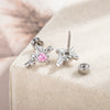 Metal Heartshaped And Snakeshaped Winding Cross Design Zircon Earrings For Couple Piercing Fashion Style