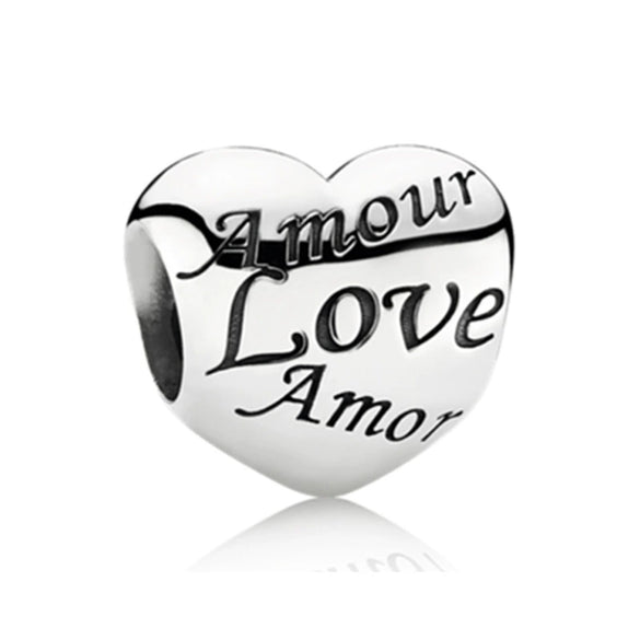 Metal Heartshaped Lettering Beads Accessories For Women's Fashion Diy Bracelet With Electroplating And Totem Design