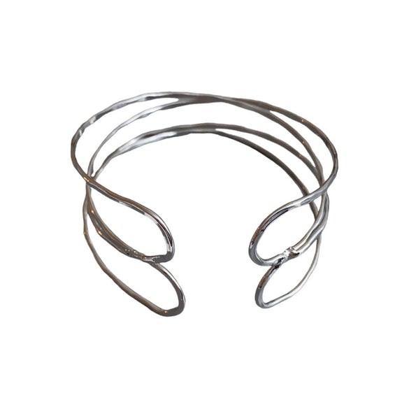 Metal Highend Sense Geometric Irregular Simple Line Wrapped Open Bracelet With Electroplating