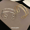 Metal Highend Sense Geometric Irregular Simple Line Wrapped Open Bracelet With Electroplating