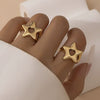 Metal Hollow Fivepointed Star Ring For Women Electroplated Geometric Design