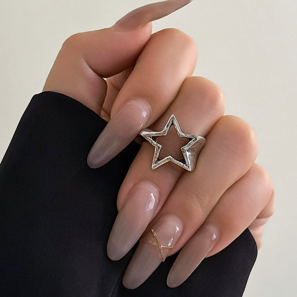 Metal Hollow Fivepointed Star Ring For Women Electroplated Geometric Design