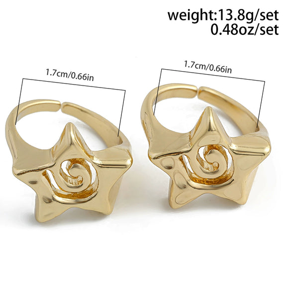 Metal Hollow Fivepointed Star Ring For Women Electroplated Geometric Design