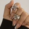 Metal Hollow Fivepointed Star Ring For Women Electroplated Geometric Design