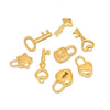 Metal Hollow Love Key Peach Heart Concentric Padlock Pendant Couple Necklace Diy Jewelry Accessories Electroplated