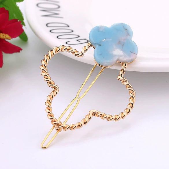 Metal Inlaid Crystal Fourleaf Clover Moon Frog Hair Clip For Women Wholesale
