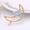 Metal Inlaid Crystal Fourleaf Clover Moon Frog Hair Clip For Women Wholesale