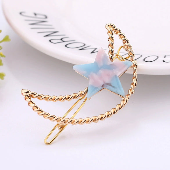 Metal Inlaid Crystal Fourleaf Clover Moon Frog Hair Clip For Women Wholesale
