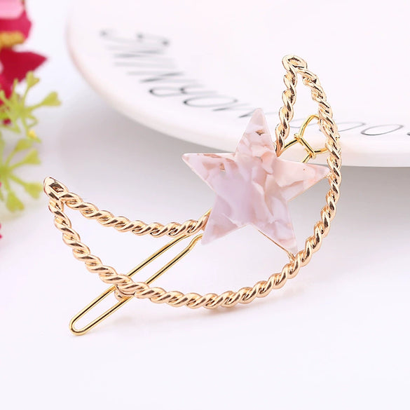 Metal Inlaid Crystal Fourleaf Clover Moon Frog Hair Clip For Women Wholesale