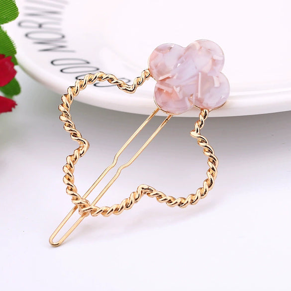 Metal Inlaid Crystal Fourleaf Clover Moon Frog Hair Clip For Women Wholesale