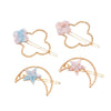 Metal Inlaid Crystal Fourleaf Clover Moon Frog Hair Clip For Women Wholesale