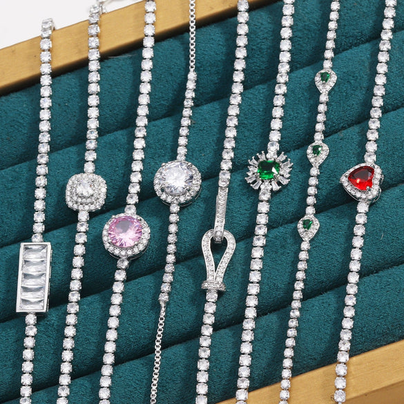 Metal Inlaid Zircon Geometric Style Women's Light Luxury Bracelet