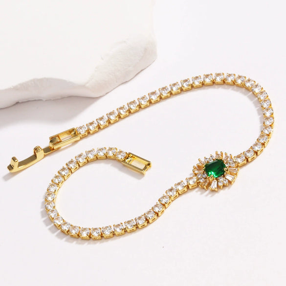 Metal Inlaid Zircon Geometric Style Women's Light Luxury Bracelet