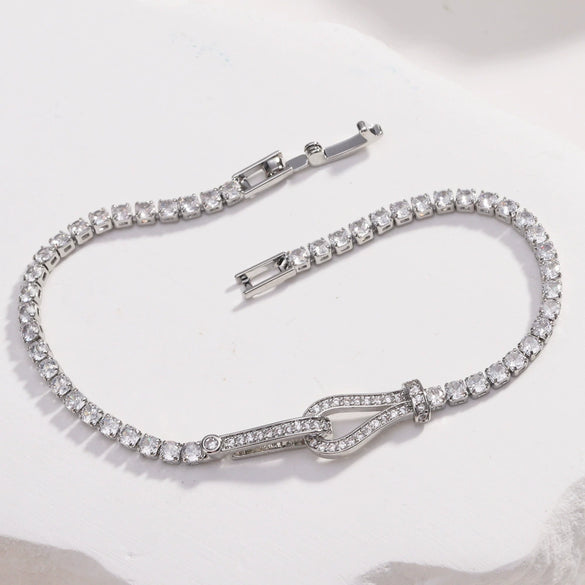 Metal Inlaid Zircon Geometric Style Women's Light Luxury Bracelet