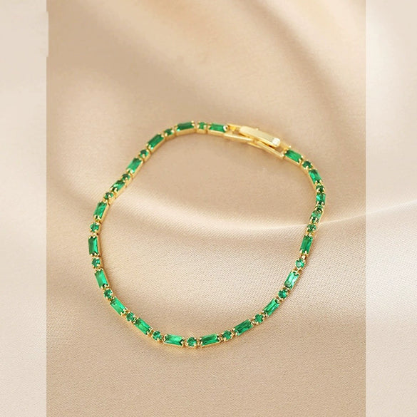 Metal Inlaid Zircon Geometric Style Women's Light Luxury Bracelet