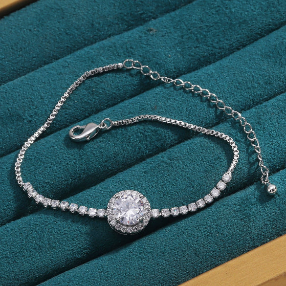 Metal Inlaid Zircon Geometric Style Women's Light Luxury Bracelet