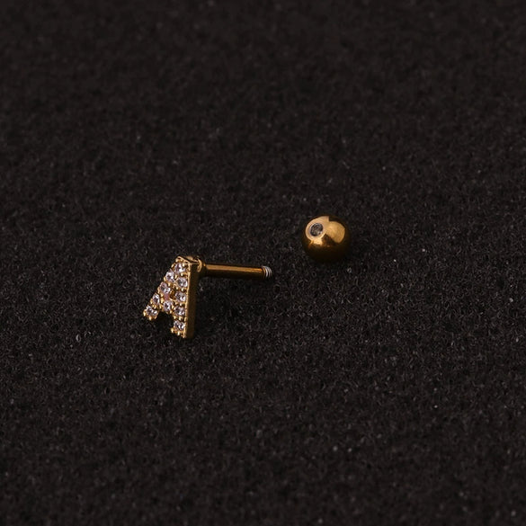 Metal Inlaid Zircon Letters Styling Earring For Women