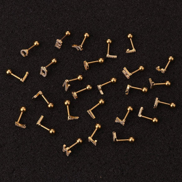 Metal Inlaid Zircon Letters Styling Earring For Women