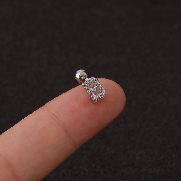 Metal Inlaid Zircon Letters Styling Earring For Women