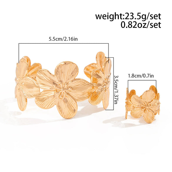 Metal Ins Style Animals Flower Butterfly Opening Bracelet With Electroplating
