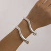 Metal Irregular Lava Electroplated Open Bracelet For Women