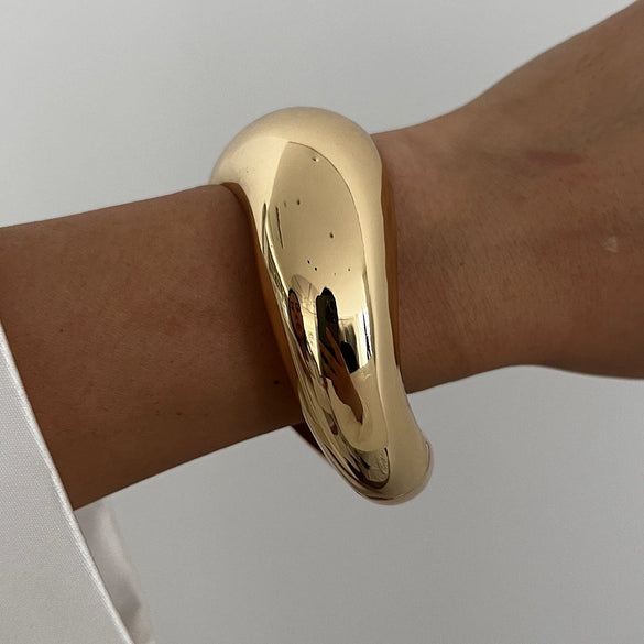 Metal Irregular Lava Electroplated Open Bracelet For Women