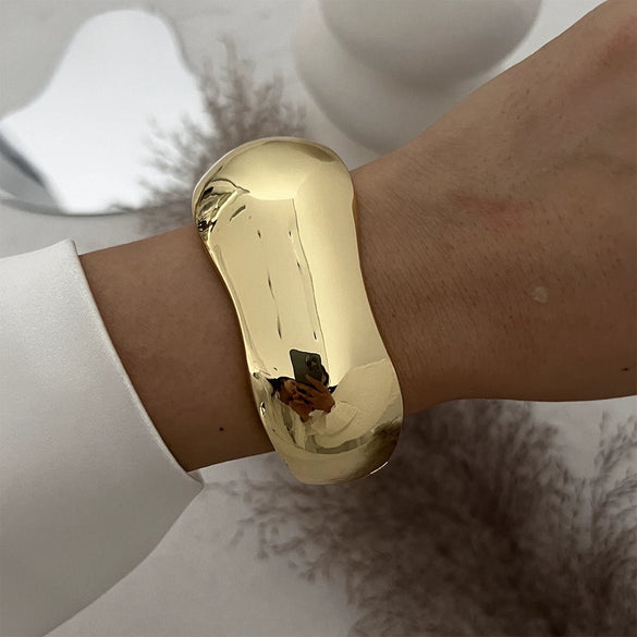 Metal Irregular Lava Electroplated Open Bracelet For Women