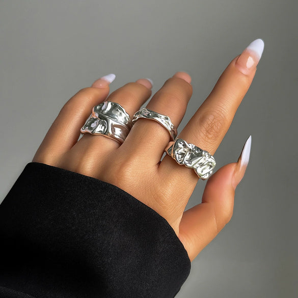 Metal Irregular Lava Electroplated Open Bracelet For Women
