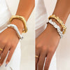Metal Irregular Lava Electroplated Open Bracelet For Women