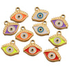 Metal Jewelry Accessories Pendant With Enamel Drop Oil Process Round And Peach Heart Shaped Devil's Eye Pattern For Bracelet Necklace Sweater Chain
